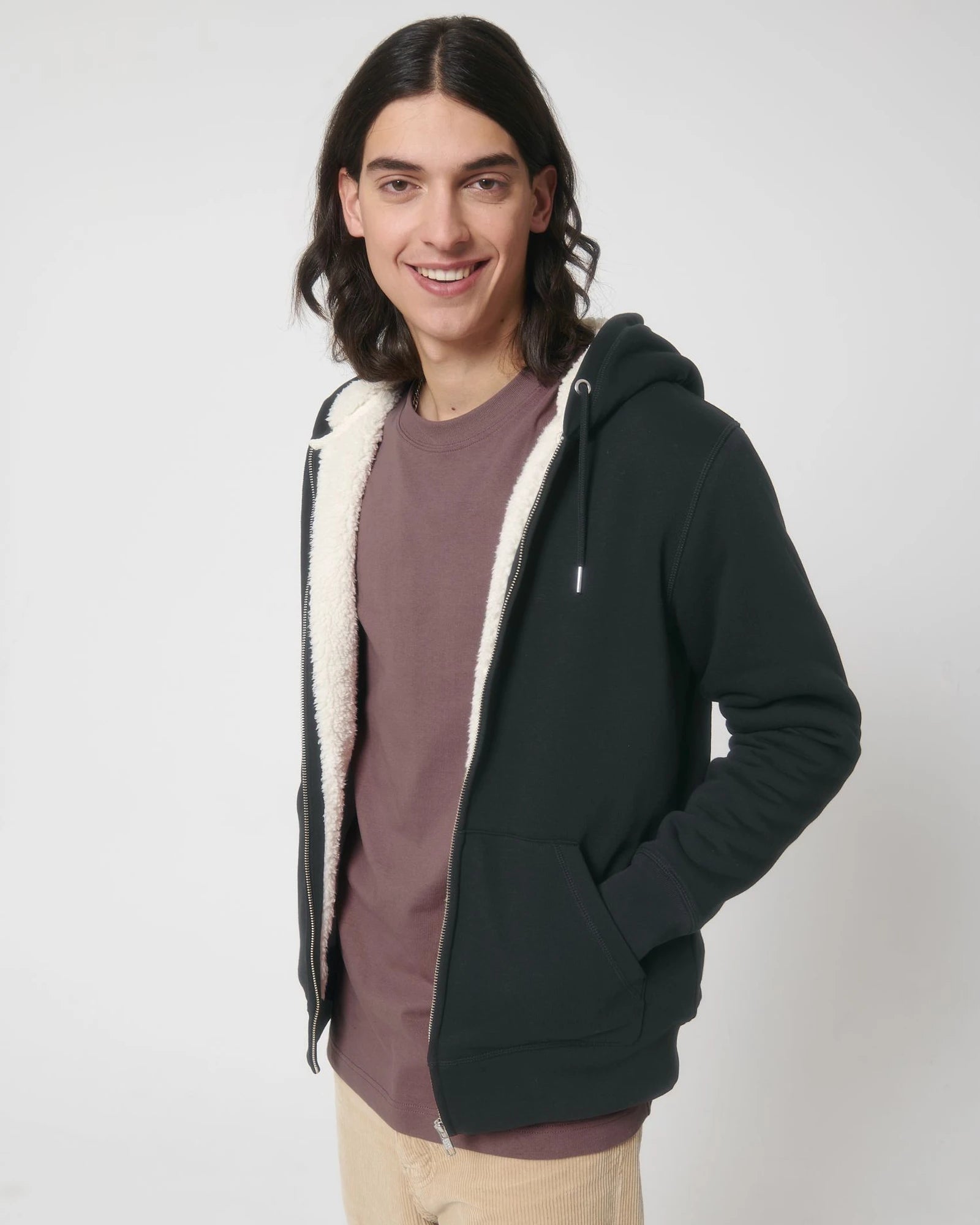 Felpa zip cotone bio Stanley/Stella Hygger da personalizzare - Nero